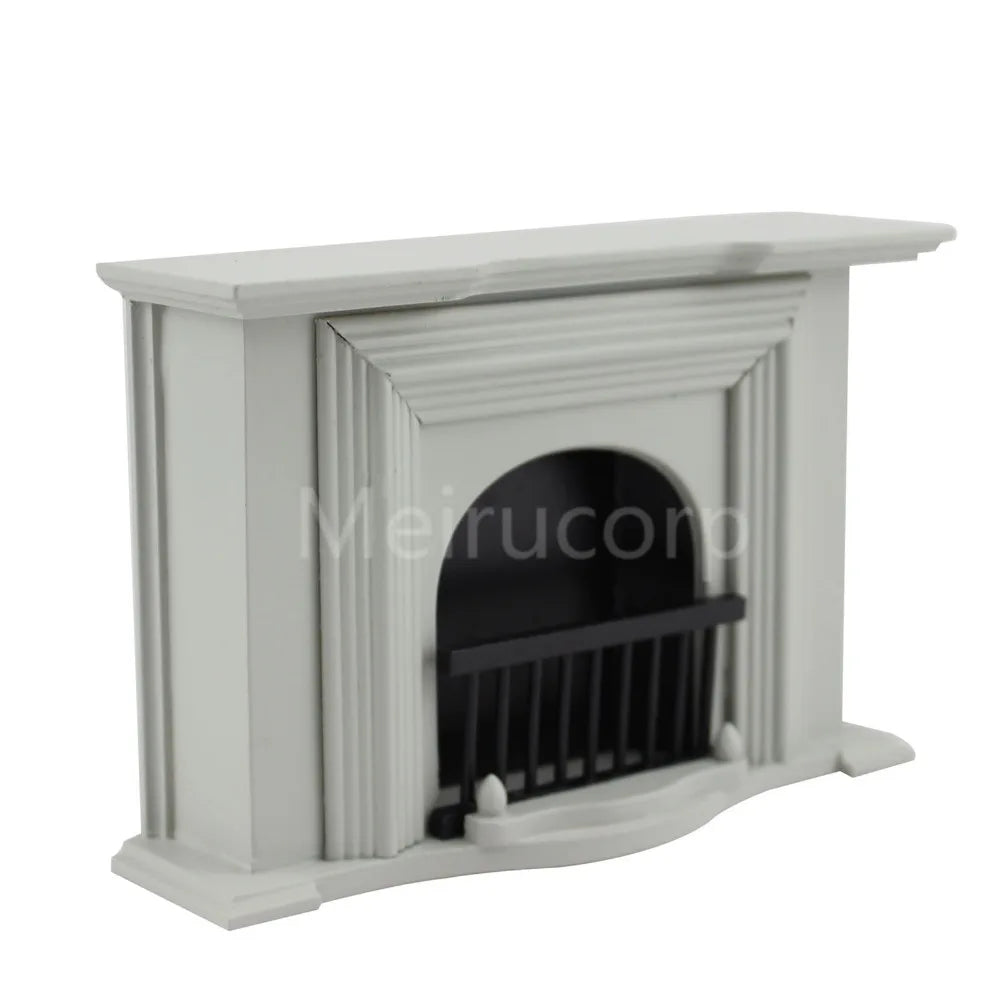 Chimenea para casa de muñecas en miniatura a escala 1:12: accesorio de mobiliario gris plateado hecho a mano