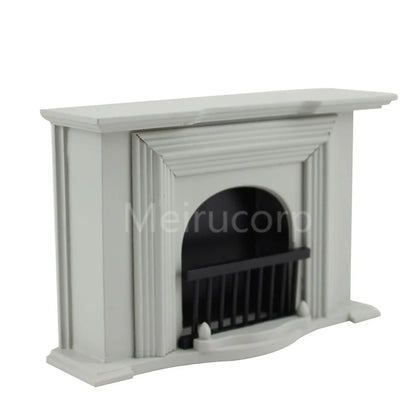 Chimenea para casa de muñecas en miniatura a escala 1:12: accesorio de mobiliario gris plateado hecho a mano