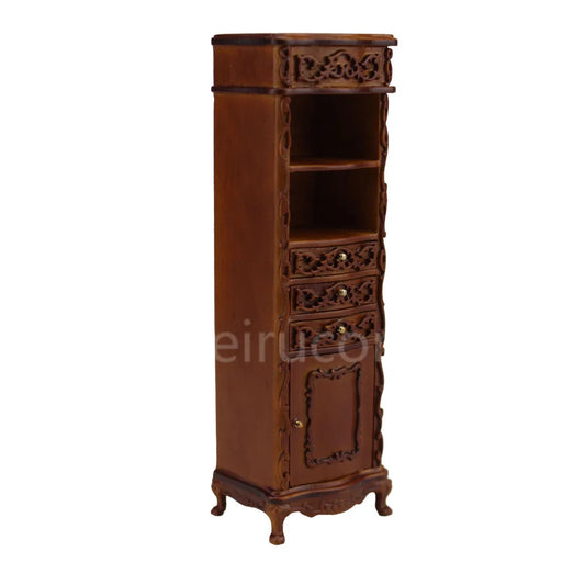 Mueble auxiliar de madera en miniatura para casa de muñecas, escala 1:12, grabado a mano, decoración de lujo para sala de estar.
