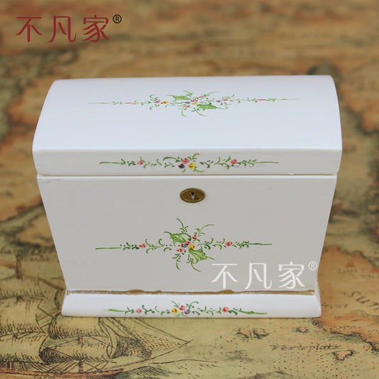 1:12 Scale Miniature Dollhouse Retro Hand Painted Wooden Storage Box Furniture