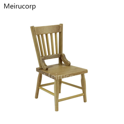 Comedor de madera para casa de muñecas a escala 1:12: mesa y 4 sillas para decoración del hogar en miniatura.
