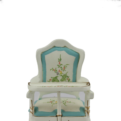Silla de bebé de lujo pintada en blanco en miniatura a escala 1:12, muebles para casa de muñecas para sala de estar