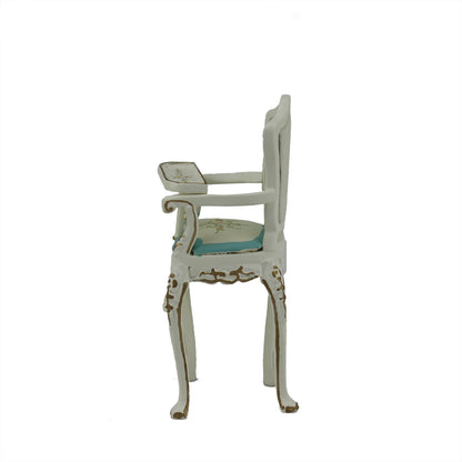 Silla de bebé de lujo pintada en blanco en miniatura a escala 1:12, muebles para casa de muñecas para sala de estar
