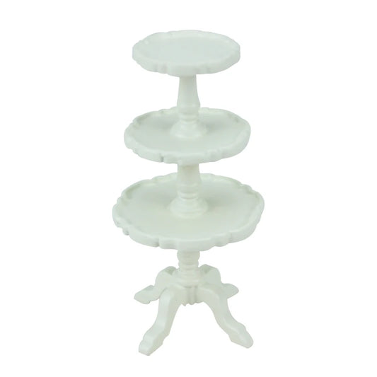 Présentoir à gâteaux miniature en bois blanc à l'échelle 1:12 pour maison de poupée, accessoire de cuisine, meuble miniature