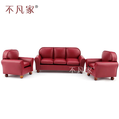 Sillón rojo elegante y lujoso en miniatura a escala 1:12 para casa de muñecas, muebles de salón.