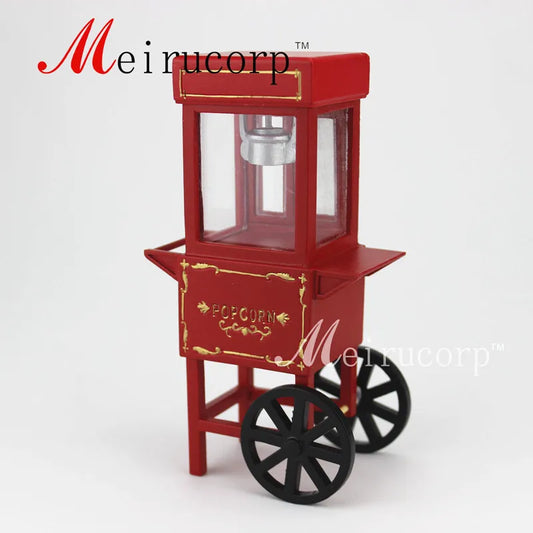 Casa de muñecas en miniatura a escala 1:12 con carrito de palomitas rojo: muebles en miniatura detallados para coleccionistas