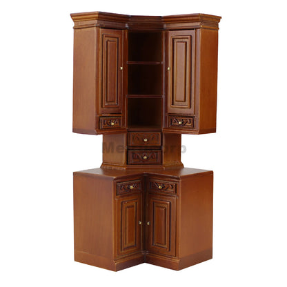 Mueble esquinero de madera a escala 1:12 para casa de muñecas: mueble en miniatura