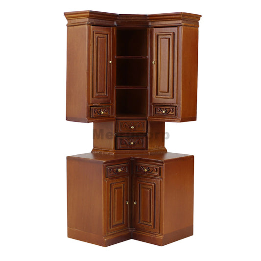 Mueble esquinero de madera a escala 1:12 para casa de muñecas: mueble en miniatura