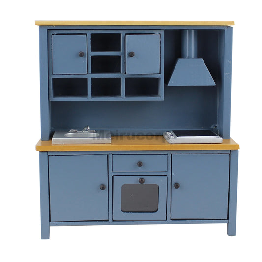 Meuble de cuisine en bois de style méditerranéen fait main à l'échelle 1:12 pour maison de poupée