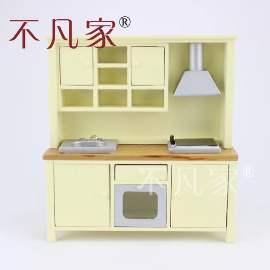 Meuble de cuisine miniature en bois pour maison de poupée à l'échelle 1:12 avec banc de cuisine