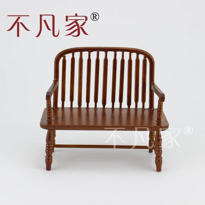 Silla de madera en miniatura a escala 1:12, muebles de casa de muñecas hechos a mano para decorar la sala de estar.
