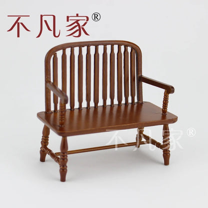 Silla de madera en miniatura a escala 1:12, muebles de casa de muñecas hechos a mano para decorar la sala de estar.