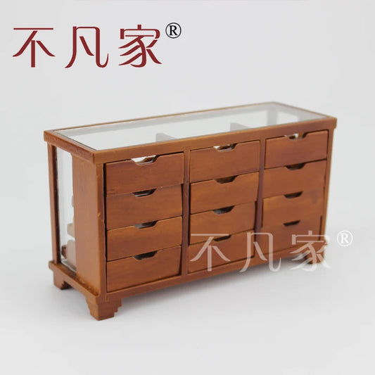 Muebles para casa de muñecas en miniatura a escala 1:12, vitrina de frutas de cristal hecha a mano
