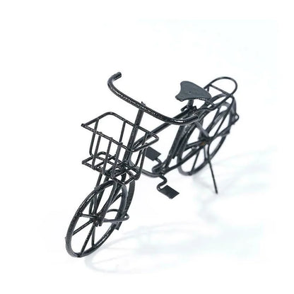 1:12 Scale Miniature Black Metal Bicycle Old Style Model For Dollhouse Garden Courtyard Decor