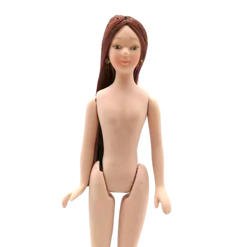 1:12 Scale Miniature Porcelain Naked Body Doll Lady Model For Dollhouse