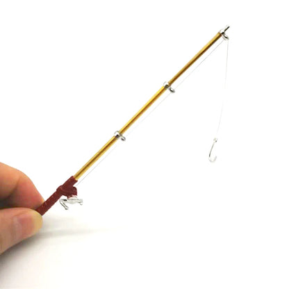 1:12 Scale Miniature Fishing Rod With Rotatable Winding Wheel Dollhouse Accessories