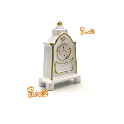 Reloj de mesa retro blanco a escala 1:12 para decoración de casas de muñecas en miniatura