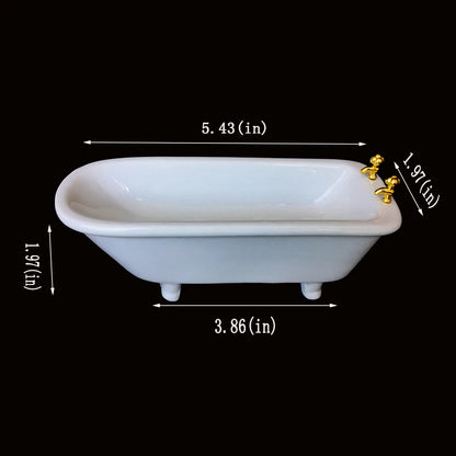 1:12 Scale Miniature Bathroom Set White Toilet Sink Bathtub Dollhouse Furniture