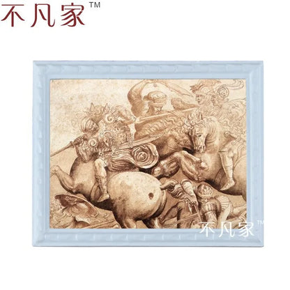 Pintura al óleo de un guerrero antiguo en miniatura a escala 1:12 para decoración de casas de muñecas