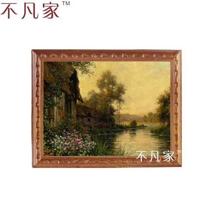 Maison de poupée miniature à l'échelle 1:12, magnifique village classique avec ruisseau, peinture à l'huile