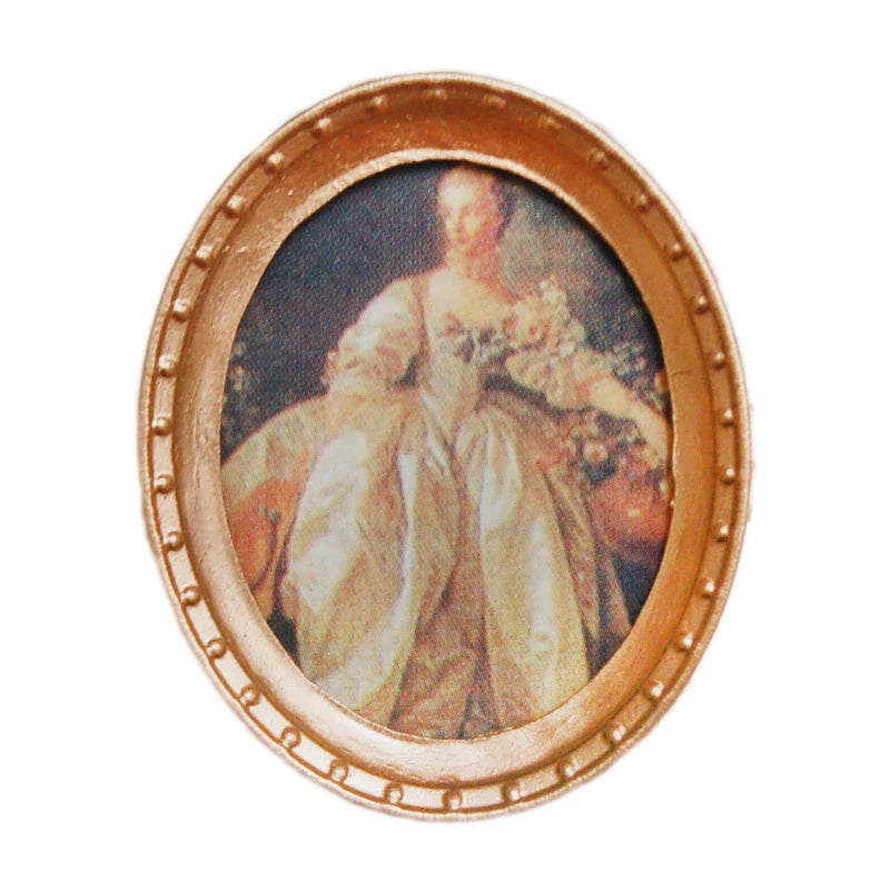 Cadre photo miniature ovale à l'échelle 1:12 pour décoration de maison de poupée