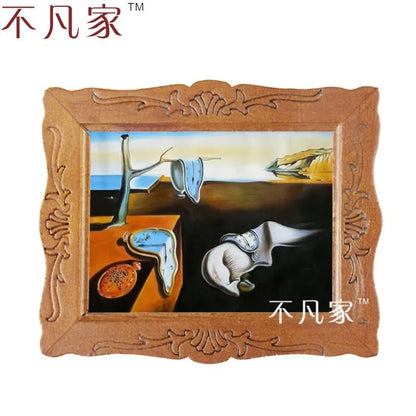Pintura al óleo en miniatura a escala 1:12 "La Persistencia de la Memoria" para decorar casas de muñecas.