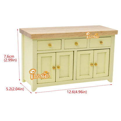 1:12 Scale Wooden Storage Cabinet Closet For Living Room Kitchen Miniature Dollhouse Furniture With Drawer Door