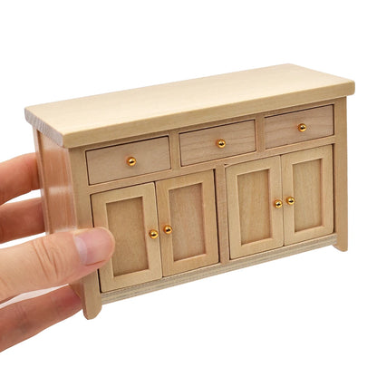 1:12 Scale Wooden Storage Cabinet Closet For Living Room Kitchen Miniature Dollhouse Furniture With Drawer Door
