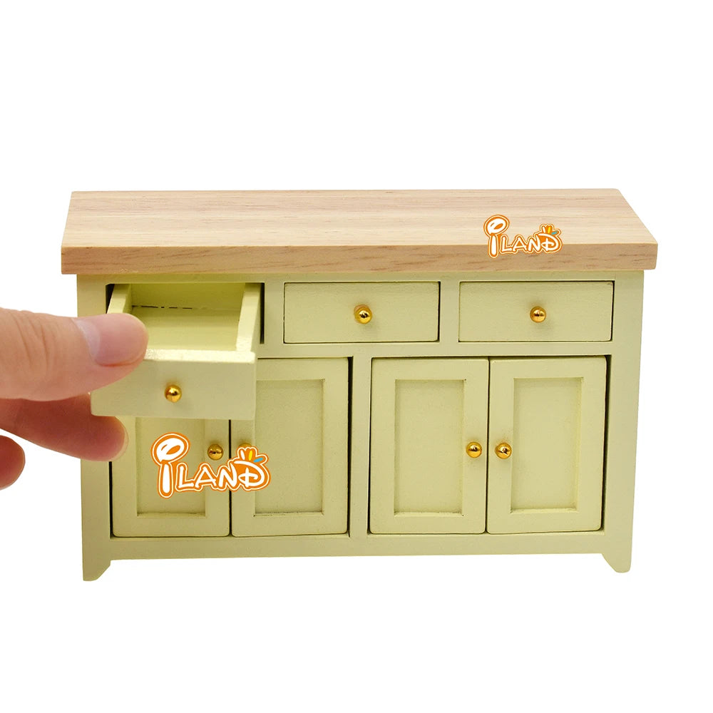 1:12 Scale Wooden Storage Cabinet Closet For Living Room Kitchen Miniature Dollhouse Furniture With Drawer Door
