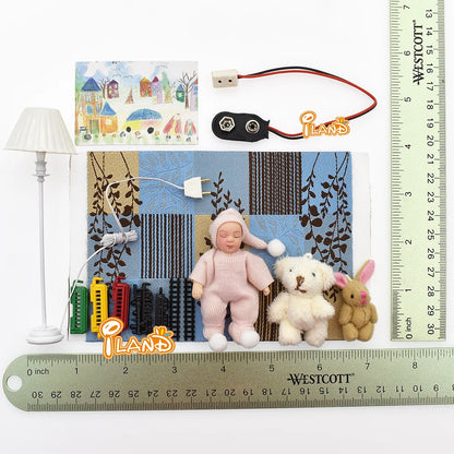 1:12 Scale Miniature Crib Set Baby Room Furniture Accessories High Chair Hobbyhorse Dollhouse Decor