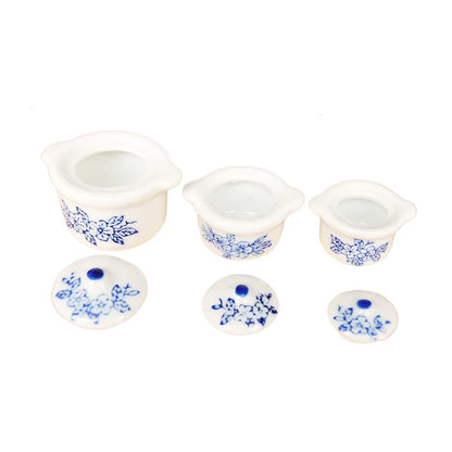 1:12 Scale Miniature Kitchen Cookware Set Cooking Pot Stock Pot Soup Pot With Lid Ceramic Saucepan Dollhouse Accessories