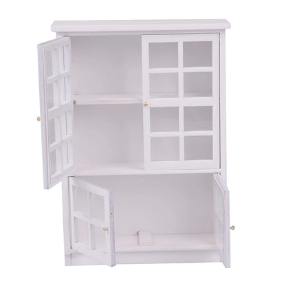 1:12 Scale Wooden Cabinet Dollhouse Furniture Miniature Display Shelf For Tiny House Accessories