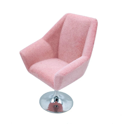 1:12 Scale Miniature Swivel Chair Flocking Leisure Living Room Dollhouse Furniture