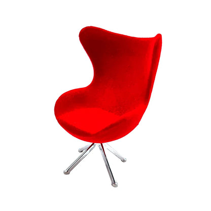 1:12 Scale Miniature Swivel Chair Modern Flocking Leisure Furniture For Dollhouse Living Room Hotel