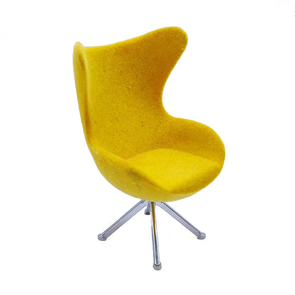 1:12 Scale Miniature Swivel Chair Modern Flocking Leisure Furniture For Dollhouse Living Room Hotel