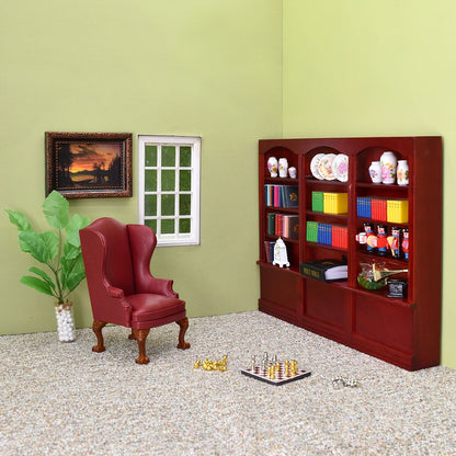 1:12 Scale Miniature Study Room Furniture Set Wooden Bookcase Sofa Potted Plants For Dollhouse Miniatures Home Decor