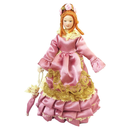 1:12 Scale Miniature Doll With Stand Purple Skirt Lady Dollhouse Accessory For Girls Children Playroom Miniature Furniture