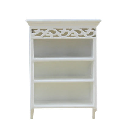 Mueble de pared de madera blanca a escala 1:12 para casa de muñecas en miniatura, mueble para sala de estar