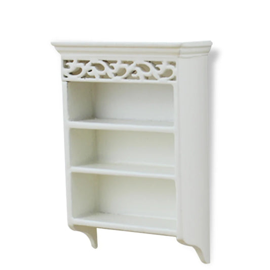 Mueble de pared de madera blanca a escala 1:12 para casa de muñecas en miniatura, mueble para sala de estar