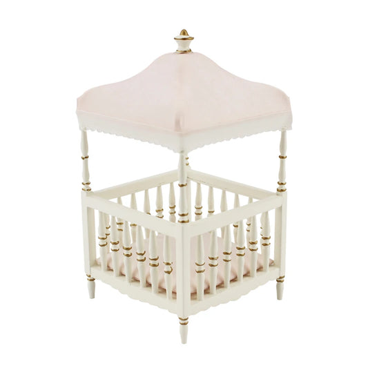 Lit bébé en bois blanc à l'échelle 1:12, meubles miniatures pour maison de poupée, peints à la main, décoration de chambre d'enfant