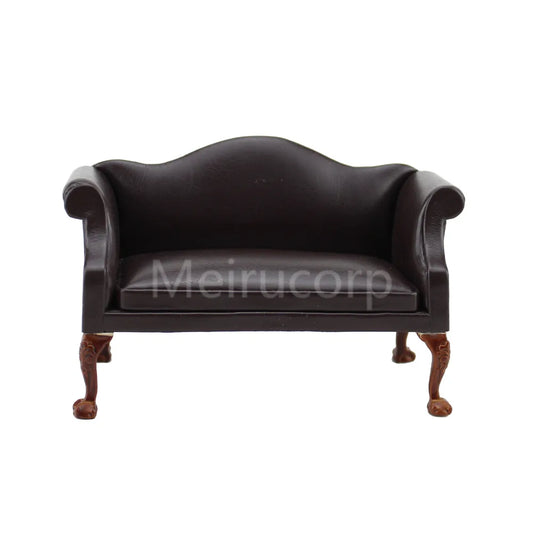 Muebles de sala de estar para casa de muñecas en miniatura a escala 1:12 con asiento marrón y armario de madera