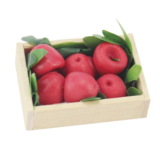 Bandeja de fruta de manzana roja para casa de muñecas a escala 1:12, modelo de arcilla en miniatura para decoración