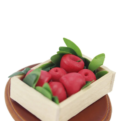 Bandeja de fruta de manzana roja para casa de muñecas a escala 1:12, modelo de arcilla en miniatura para decoración