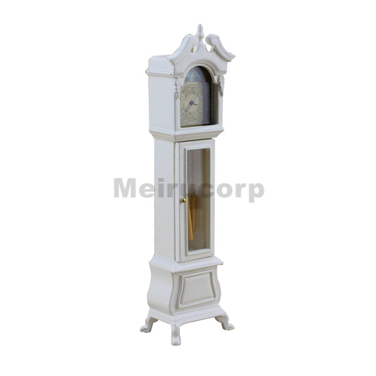 Reloj de pie blanco a escala 1:12 para decorar casas de muñecas: elegante accesorio de reloj de pie en miniatura.