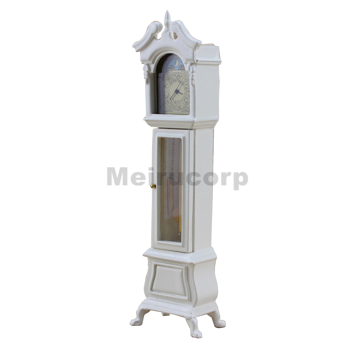 Reloj de pie blanco a escala 1:12 para decorar casas de muñecas: elegante accesorio de reloj de pie en miniatura.