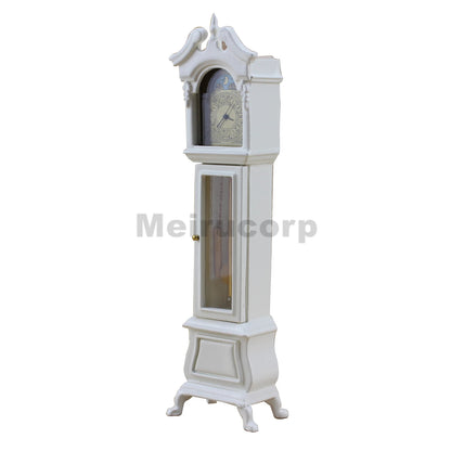Reloj de pie blanco a escala 1:12 para decorar casas de muñecas: elegante accesorio de reloj de pie en miniatura.