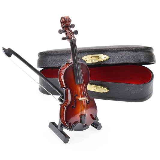 1:12 Scale Mini Violin With Stand Dollhouse Miniature Wooden Musical Instruments Collection Decorative Ornaments Model Dollhouse Decor
