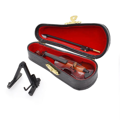 1:12 Scale Mini Violin With Stand Dollhouse Miniature Wooden Musical Instruments Collection Decorative Ornaments Model Dollhouse Decor