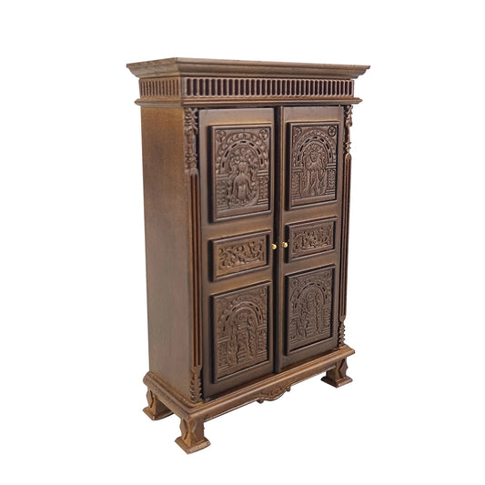 Armoire miniature en bois sculptée à la main, échelle 1:12, pour maison de poupée