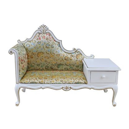 Meubles de maison de poupée à l'échelle 1:6 - Canapé en tissu vintage fait main avec table d'appoint